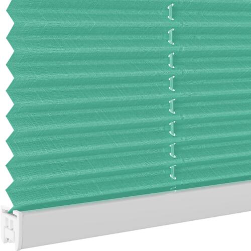 Schuette® Plissee ohne Bohren nach Maß • Melange Kollektion: Mint Ice Cream (Grün) • Suprafix Klemmhalter “Incognito X" • Profilfarbe: Weiß