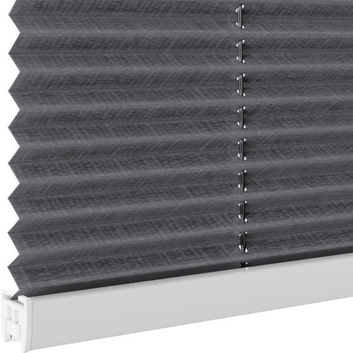 Schuette® Pleated Blind Made to Measure without Drilling • Dolomite Collection: Dark Vintage (Grey) • Suprafix Clamp holder "Incognito X" • Profile Colour: White