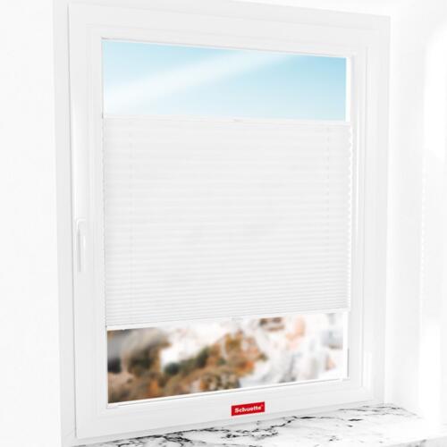 Schuette® Plissee mit Bohren nach Maß • Premium Kollektion: White Day (Weiß) • Suprafix Halterungen “Mit Bohren” • Profilfarbe: Weiß