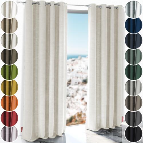 Schuette® Rideau occultant avec œillets sur mesure ● Millenium Velvet ● Collection: Polar Bear (Blanc-Beige) ● 1 pièce ● Infroissable Entretien facile Thermo Opaque et très occultant