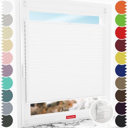 Schuette® Estor sin taladrar a medida • Colección Premium: White Day (Blanco) • Soporte clip de sujeción Suprafix “Incognito X“ • Color del perfil: Blanco