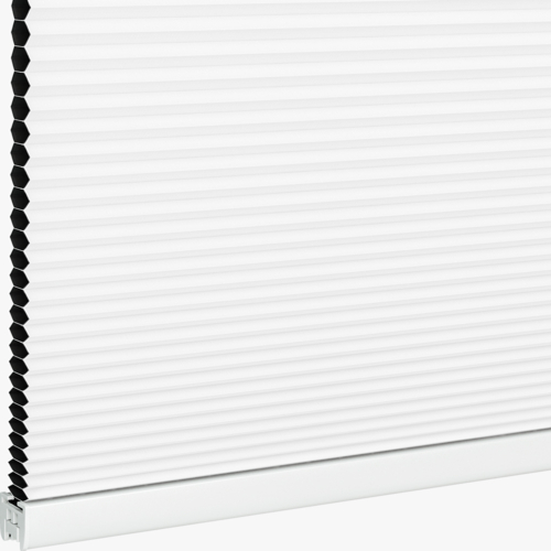 Schuette® Tenda plissettata a nido d'ape oscurante senza foratura su misura • Collezione Blackout x Honey: Moonlight (Bianco) • Suprafix Supporti a morsetto “Incognito X” • Colore del profilo: Bianco
