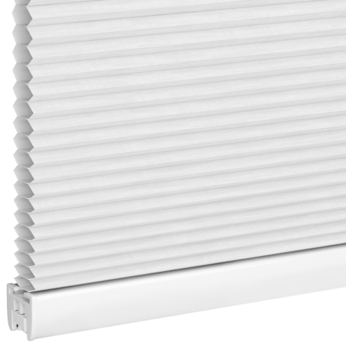 Schuette® store plissé thermique en nid d’abeille sans perçage sur mesure • Suprafix support de fixation « Incognito X » • Thermo x Honey Collection: Coconut Kiss (Blanc) • Couleur du profil: Blanc