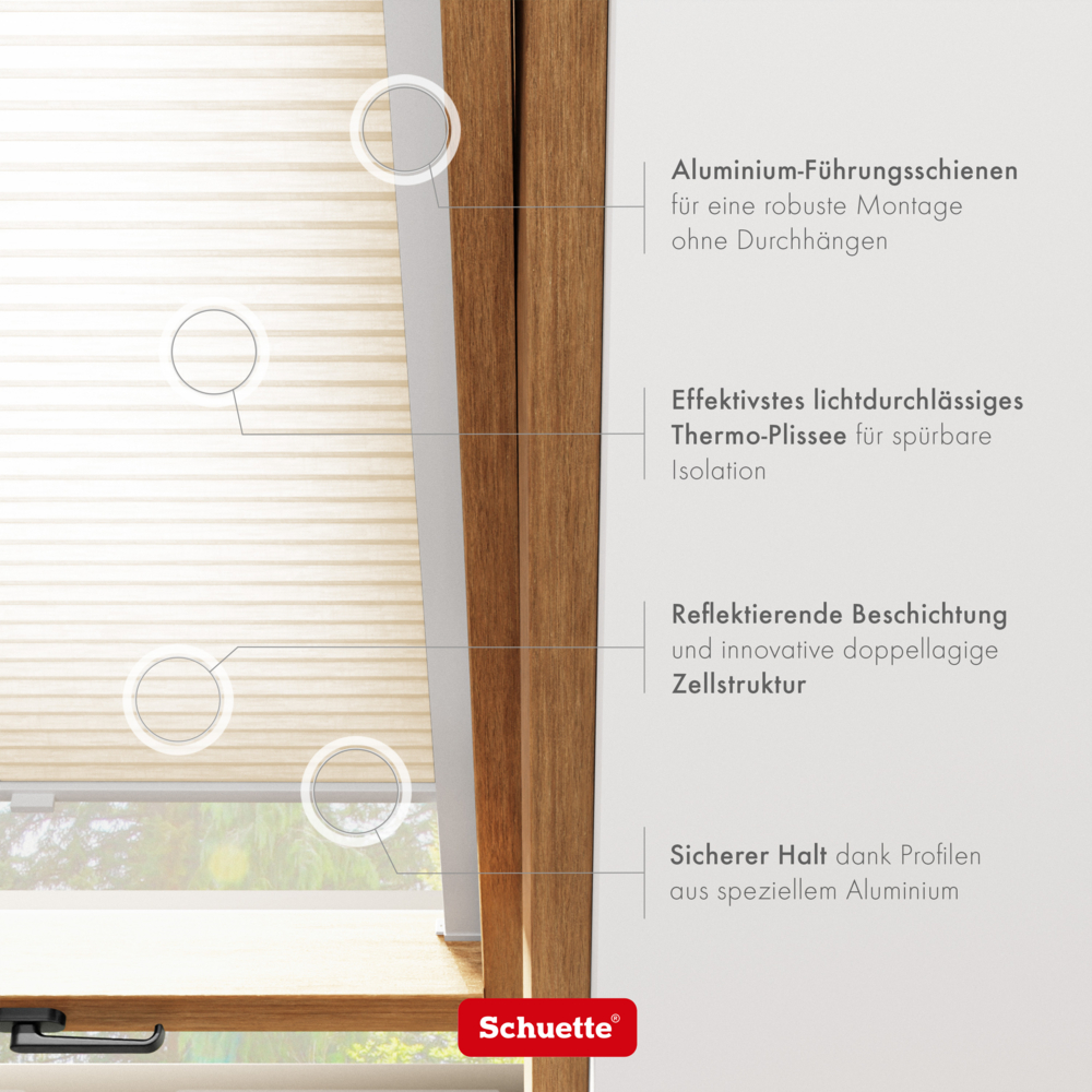 Thermo Stoff Eigenschaften von Schuette Dachfenster Wabenplissee lichtdurchlässig