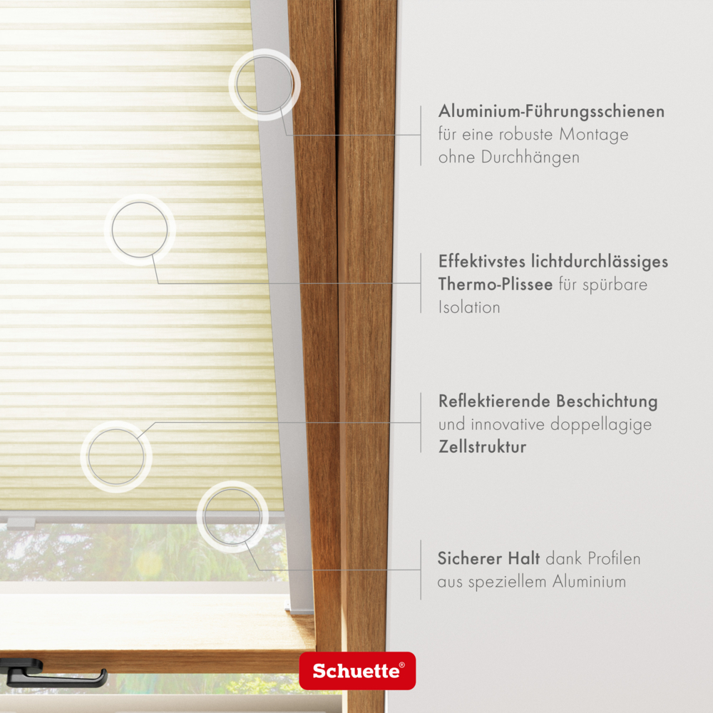 Thermo Stoff Eigenschaften von Schuette Dachfenster Wabenplissee lichtdurchlässig