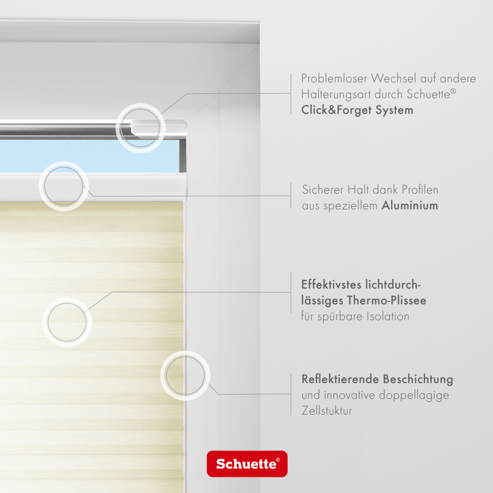 Thermo Stoff Eigenschaften von Schuette Wabenplissee lichtdurchlässig