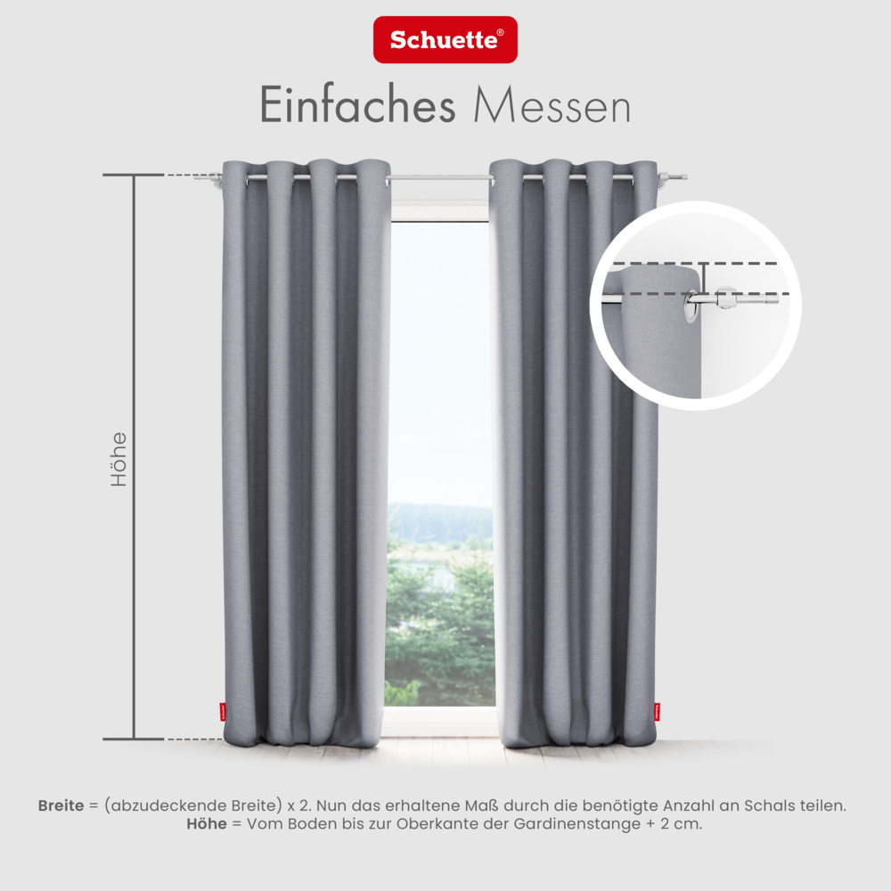 Schuette® Verdunkelungs-Vorhang Gardine mit Ösen nach Maß ● Century Black Kollektion: Fine Platinium (Silber) ● 1 Stück ● Knitterfrei Pflegeleicht Thermo Blickdicht & stark Abdunkelnd
