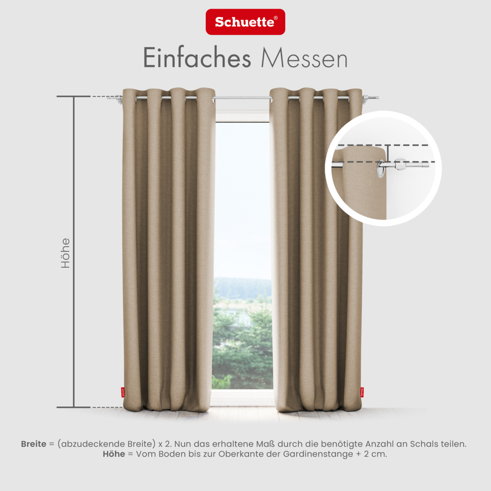 Schuette® Verdunkelungs-Vorhang Gardine mit Ösen nach Maß ● Century Black Kollektion: Safari Trail (Beige) ● 1 Stück ● Knitterfrei Pflegeleicht Thermo Blickdicht & stark Abdunkelnd