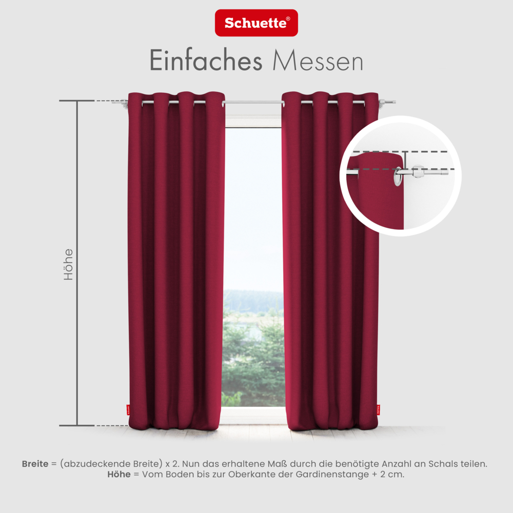 Schuette® Verdunkelungs-Vorhang Gardine mit Ösen nach Maß ● Century Black Kollektion: Fire Dance (Rot) ● 1 Stück ● Knitterfrei Pflegeleicht Thermo Blickdicht & stark Abdunkelnd