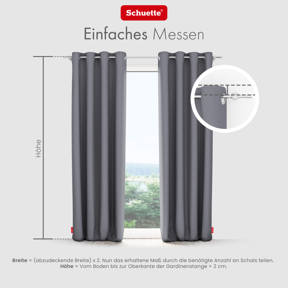 Schuette® Verdunkelungs-Vorhang Gardine mit Ösen nach Maß ● Century Black Kollektion: Misty Harbor (Grau) ● 1 Stück ● Knitterfrei Pflegeleicht Thermo Blickdicht & stark Abdunkelnd