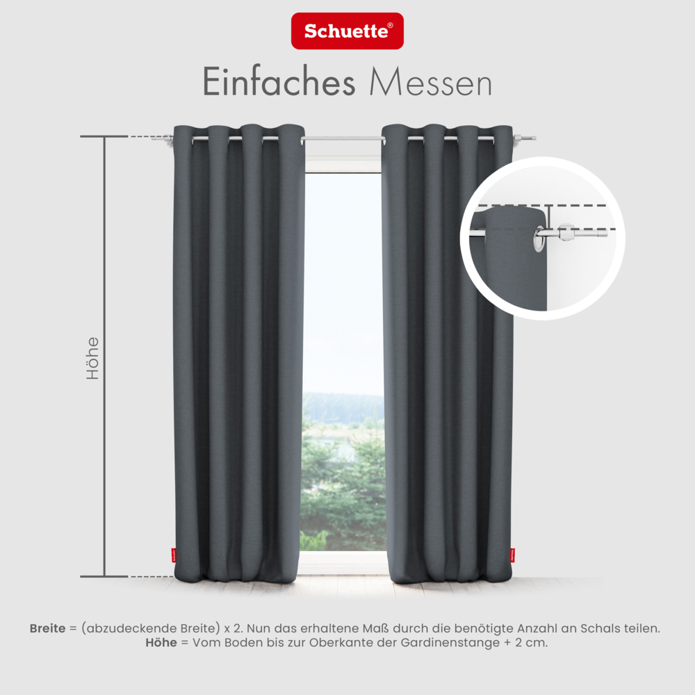 Schuette® Verdunkelungs-Vorhang Gardine mit Ösen nach Maß ● Century Black Kollektion: Shadow Touch (Grau) ● 1 Stück ● Knitterfrei Pflegeleicht Thermo Blickdicht & stark Abdunkelnd
