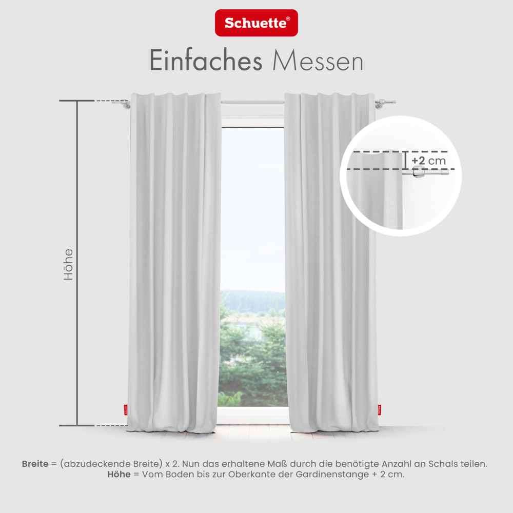 Schuette® Verdunkelungs-Vorhang Gardine mit Tunnelband nach Maß ● Century Black Kollektion: Misty White (Weiß-Grau) ● 1 Stück ● Knitterfrei Pflegeleicht Thermo Blickdicht & stark Abdunkelnd