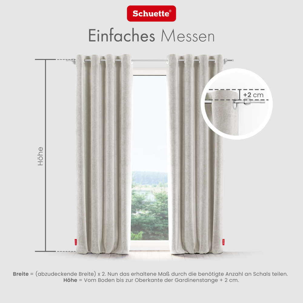 Schuette® Verdunkelungs-Vorhang Gardine mit Ösen nach Maß ● Millenium Velvet Kollektion: Polar Bear (Weiß-Grau-Beige) ● 1 Stück ● Knitterfrei Pflegeleicht Thermo Blickdicht & stark Abdunkelnd