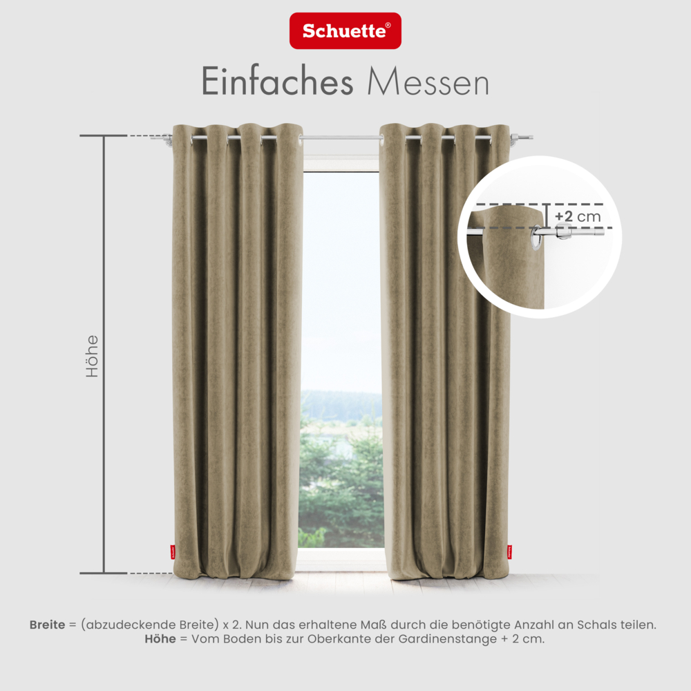 Schuette® Verdunkelungs-Vorhang Gardine mit Ösen nach Maß ● Millenium Velvet Kollektion: Brown Teddy (Beige) ● 1 Stück ● Knitterfrei Pflegeleicht Thermo Blickdicht & stark Abdunkelnd