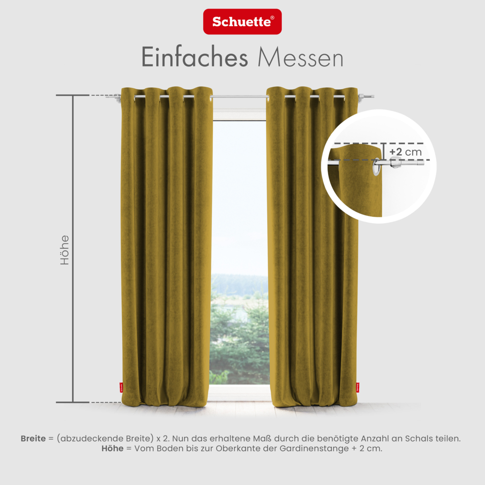 Schuette® Verdunkelungs-Vorhang Gardine mit Ösen nach Maß ● Millenium Velvet Kollektion: Butterscotch (Gelb) ● 1 Stück ● Knitterfrei Pflegeleicht Thermo Blickdicht & stark Abdunkelnd