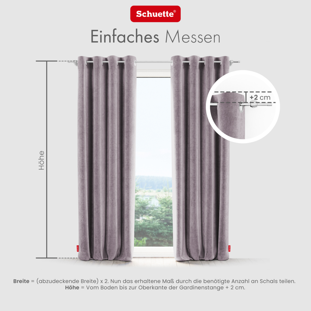 Schuette® Verdunkelungs-Vorhang Gardine mit Ösen nach Maß ● Millenium Velvet Kollektion: Purple Grape (Lila) ● 1 Stück ● Knitterfrei Pflegeleicht Thermo Blickdicht & stark Abdunkelnd