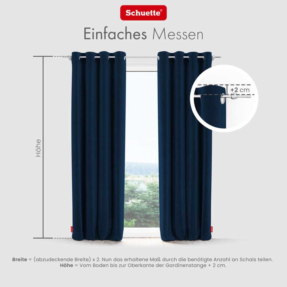 Schuette® Verdunkelungs-Vorhang Gardine mit Ösen nach Maß ● Millenium Velvet Kollektion: Royal Blue (Blau) ● 1 Stück ● Knitterfrei Pflegeleicht Thermo Blickdicht & stark Abdunkelnd