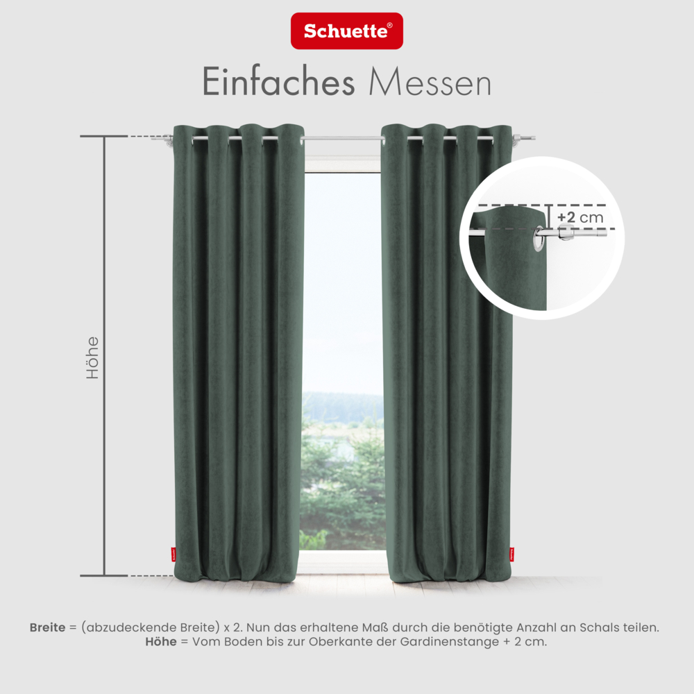 Schuette® Verdunkelungs-Vorhang Gardine mit Ösen nach Maß ● Millenium Velvet Kollektion: Isle of Pines (Dunkelgrün) ● 1 Stück ● Knitterfrei Pflegeleicht Thermo Blickdicht & stark Abdunkelnd