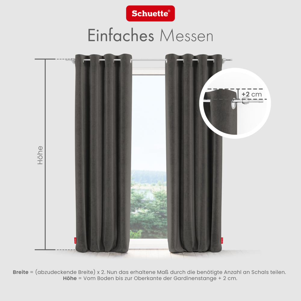 Schuette® Verdunkelungs-Vorhang Gardine mit Ösen nach Maß ● Millenium Velvet Kollektion: Great Wolf (Grau) ● 1 Stück ● Knitterfrei Pflegeleicht Thermo Blickdicht & stark Abdunkelnd