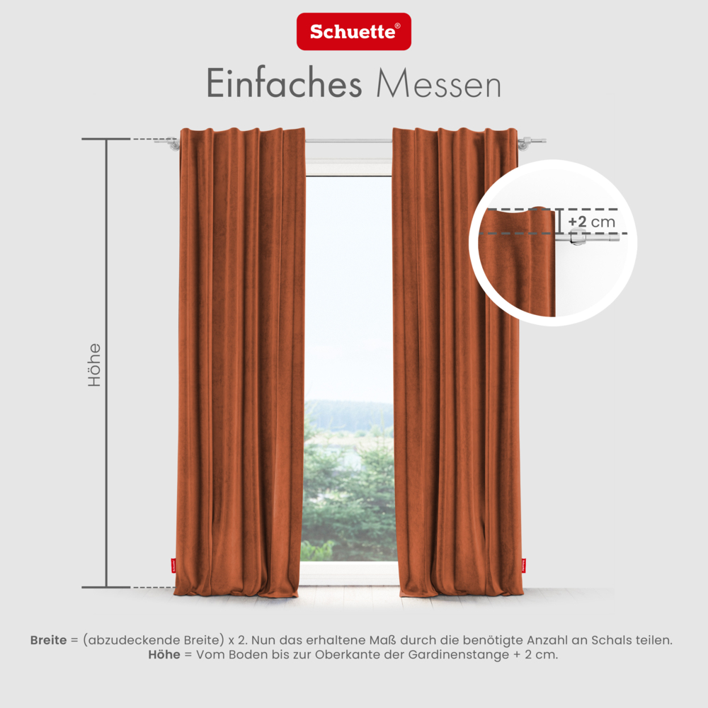Schuette® Verdunkelungs-Vorhang Gardine mit Tunnelband nach Maß ● Millenium Velvet Kollektion: Marmalade (Orange) ● 1 Stück ● Knitterfrei Pflegeleicht Thermo Blickdicht & stark Abdunkelnd