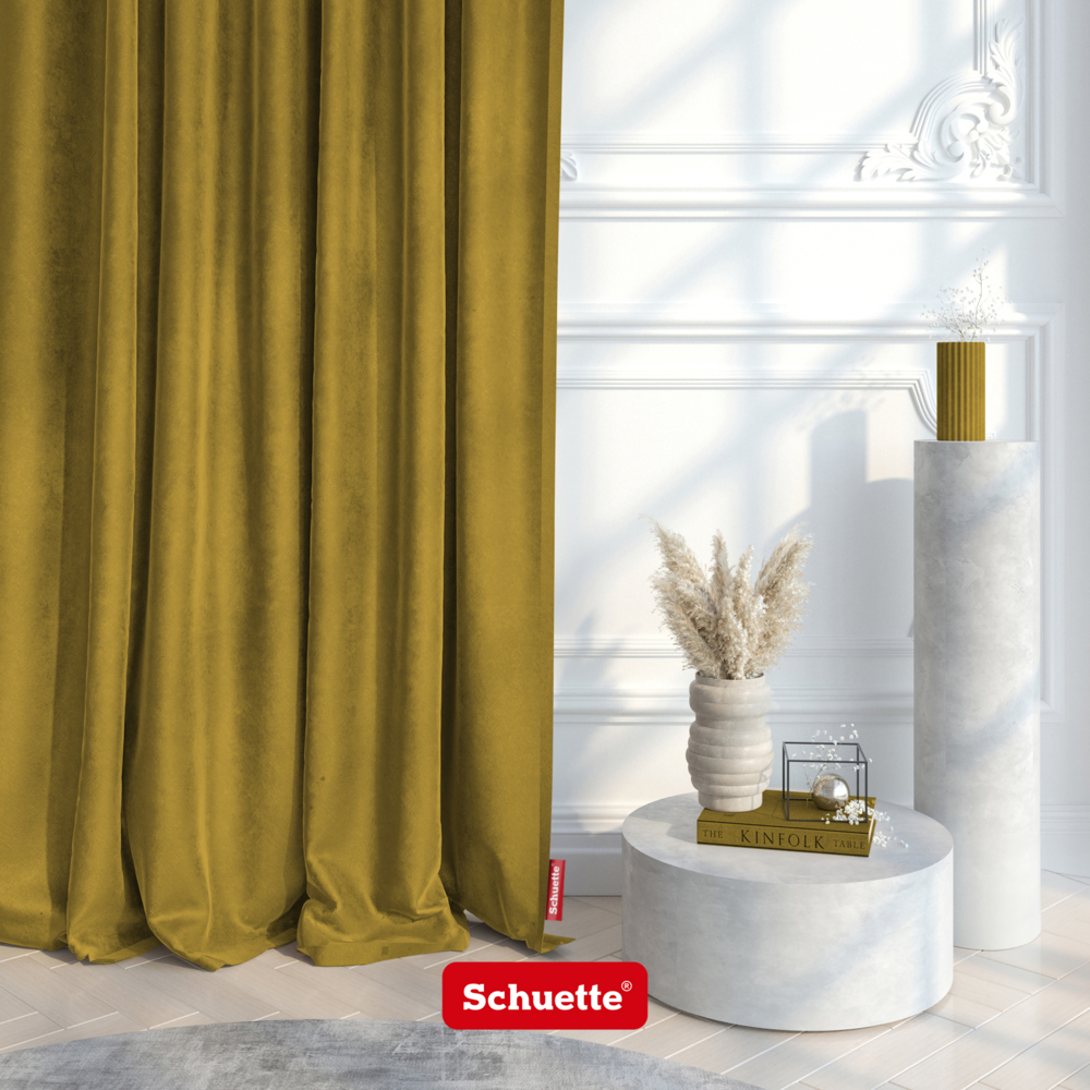Schuette® Verdunkelungs-Vorhang Gardine mit Ösen nach Maß ● Millenium Velvet Kollektion: Butterscotch (Gelb) ● 1 Stück ● Knitterfrei Pflegeleicht Thermo Blickdicht & stark Abdunkelnd