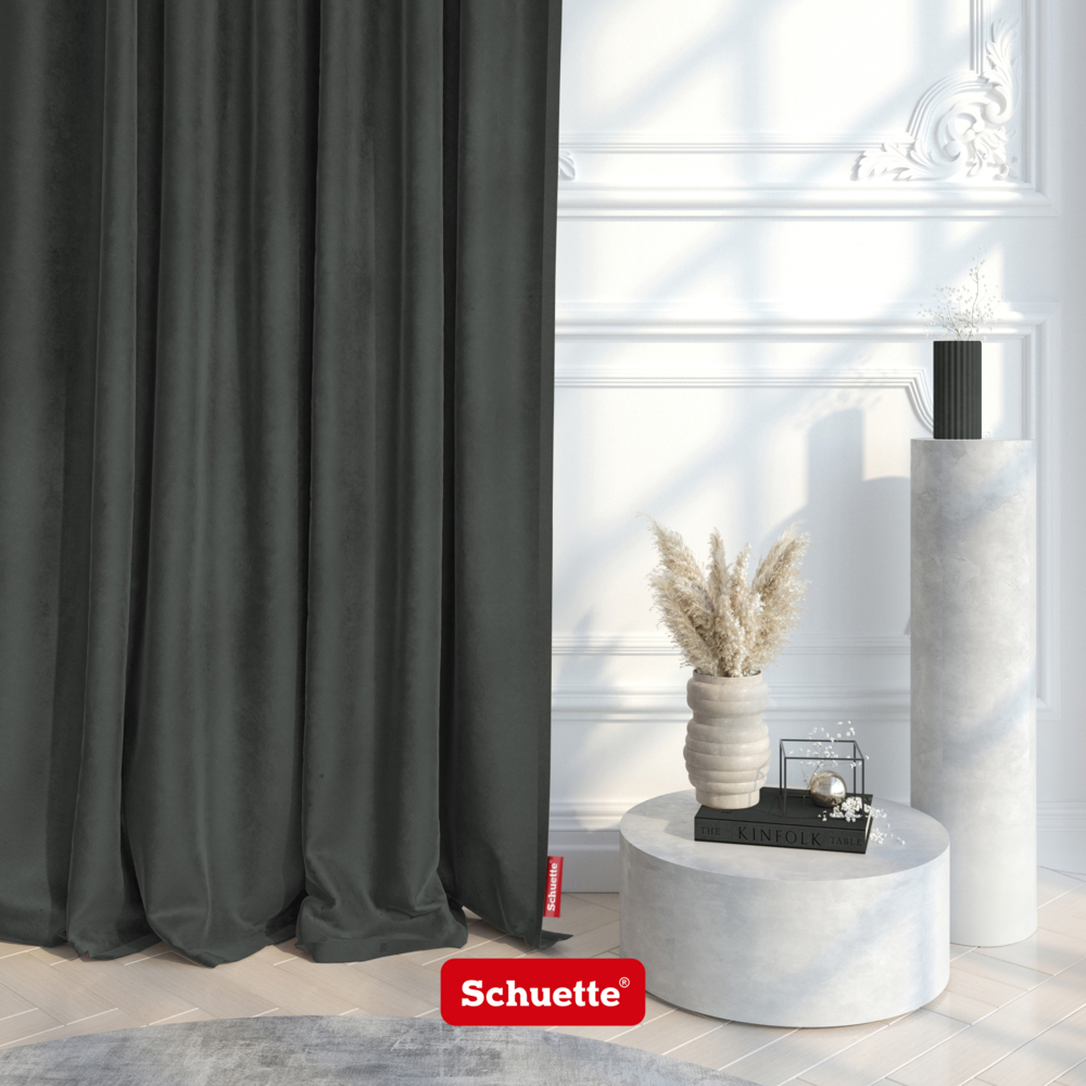 Schuette® Verdunkelungs-Vorhang Gardine mit Tunnelband nach Maß ● Millenium Velvet Kollektion: Dark Shadow (Grau) ● 1 Stück ● Knitterfrei Pflegeleicht Thermo Blickdicht & stark Abdunkelnd
