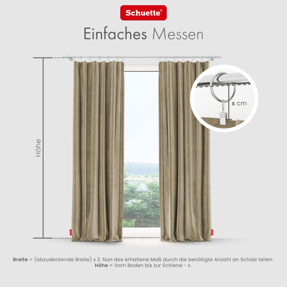 Schuette® Verdunkelungs-Vorhang Gardine mit Tunnelband nach Maß ● Millenium Velvet Kollektion: Brown Teddy (Beige) ● 1 Stück ● Knitterfrei Pflegeleicht Thermo Blickdicht & stark Abdunkelnd