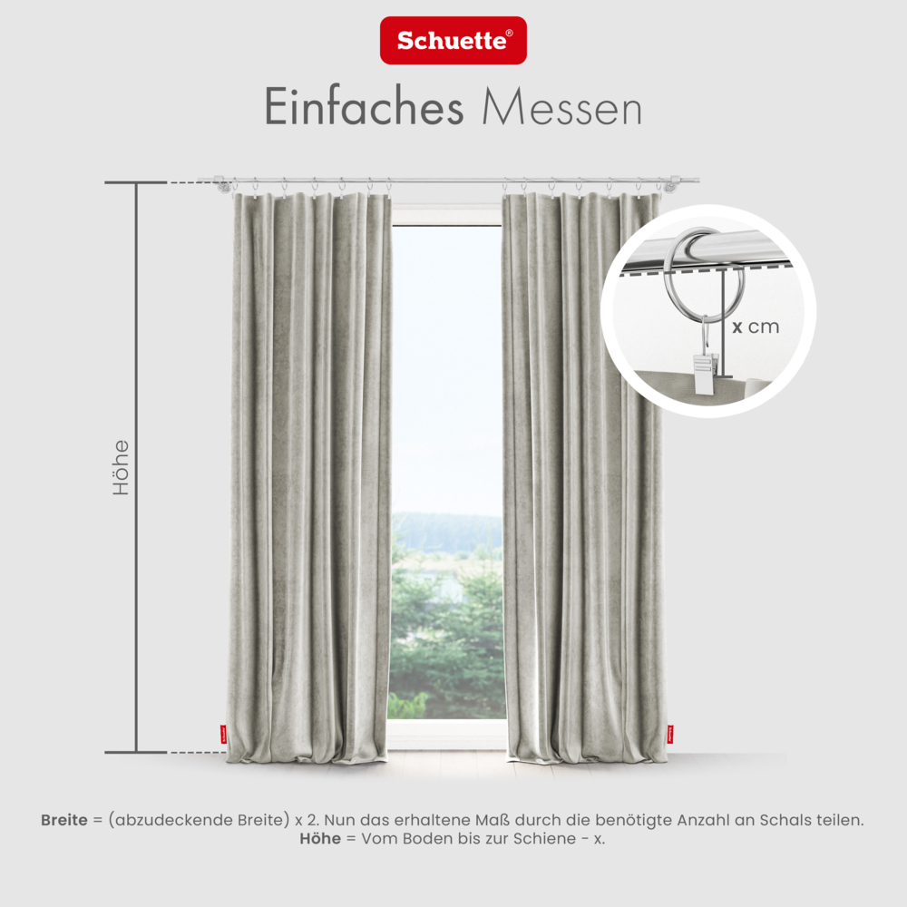 Schuette® Verdunkelungs-Vorhang Gardine mit Tunnelband nach Maß ● Millenium Velvet Kollektion: Grey Goose (Beige) ● 1 Stück ● Knitterfrei Pflegeleicht Thermo Blickdicht & stark Abdunkelnd