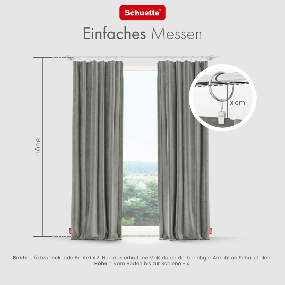 Schuette® Verdunkelungs-Vorhang Gardine mit Tunnelband nach Maß ● Millenium Velvet Kollektion: Umber Gray (Grau) ● 1 Stück ● Knitterfrei Pflegeleicht Thermo Blickdicht & stark Abdunkelnd