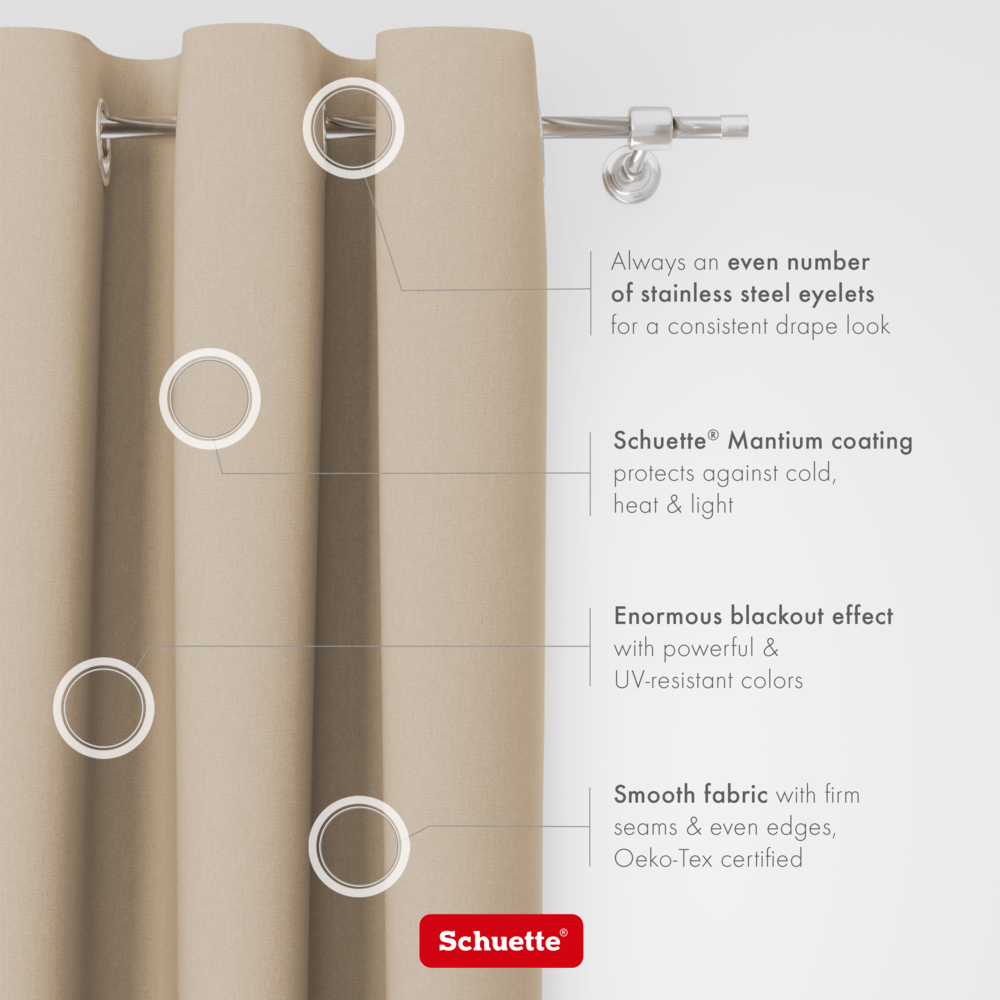 Schuette® Verdunkelungs-Vorhang Gardine mit Ösen nach Maß ● Century Black Kollektion: Safari Trail (Beige) ● 1 Stück ● Knitterfrei Pflegeleicht Thermo Blickdicht & stark Abdunkelnd