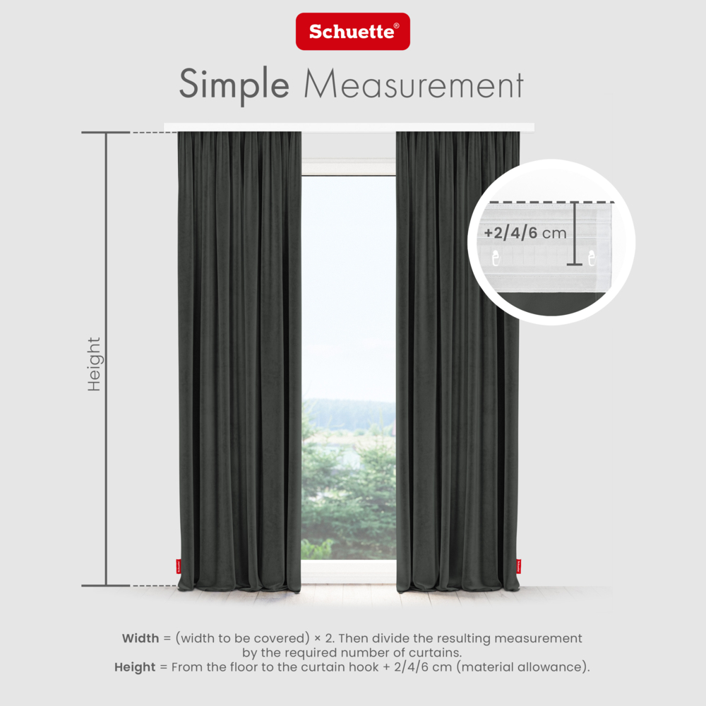 Schuette® Verdunkelungs-Vorhang Gardine mit Tunnelband nach Maß ● Millenium Velvet Kollektion: Dark Shadow (Grau) ● 1 Stück ● Knitterfrei Pflegeleicht Thermo Blickdicht & stark Abdunkelnd