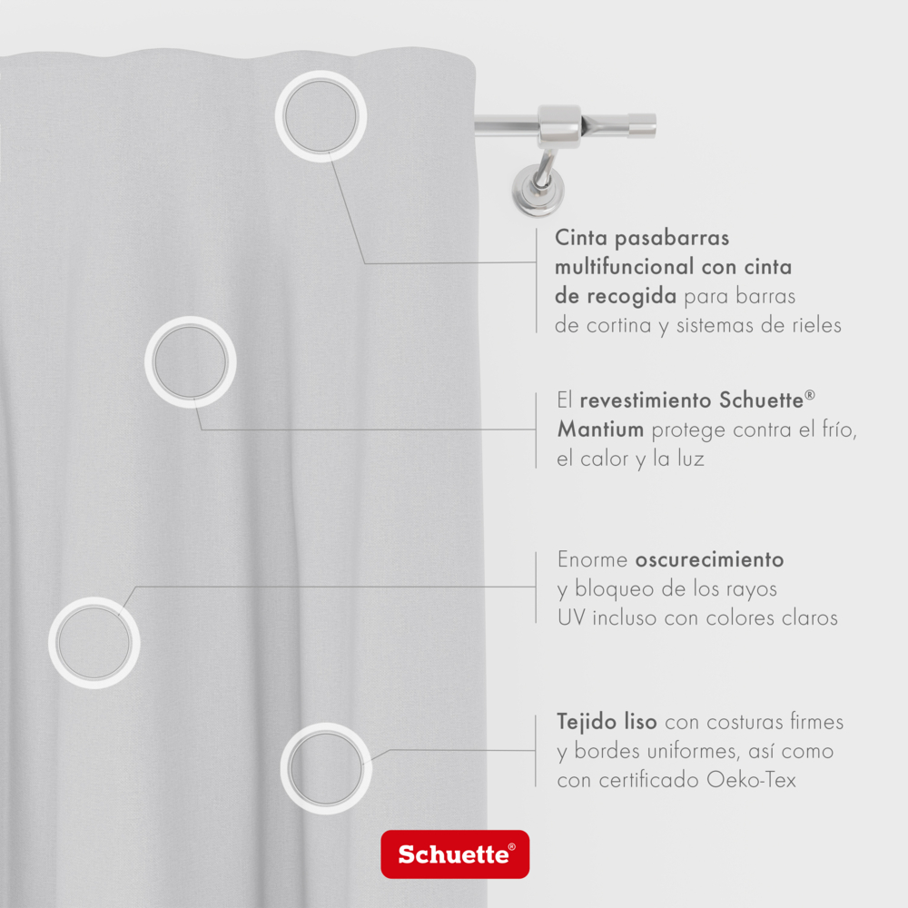 Schuette® Verdunkelungs-Vorhang Gardine mit Tunnelband nach Maß ● Century Black Kollektion: Misty White (Weiß-Grau) ● 1 Stück ● Knitterfrei Pflegeleicht Thermo Blickdicht & stark Abdunkelnd