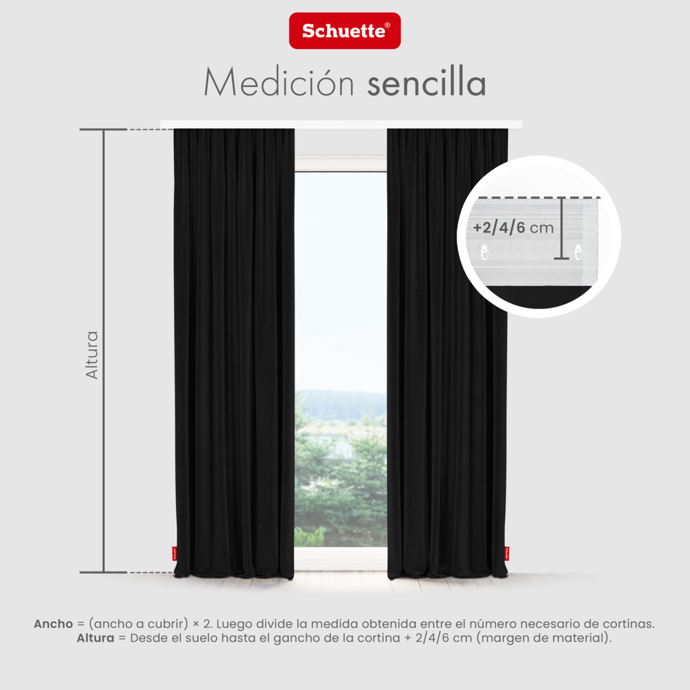 Schuette® Verdunkelungs-Vorhang Gardine mit Tunnelband nach Maß ● Millenium Velvet Kollektion: Black Swan (Schwarz) ● 1 Stück ● Knitterfrei Pflegeleicht Thermo Blickdicht & stark Abdunkelnd