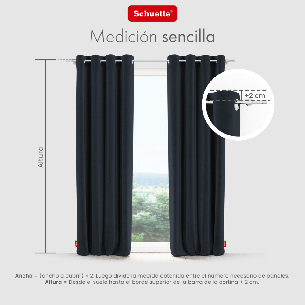 Schuette® Verdunkelungs-Vorhang Gardine mit Ösen nach Maß ● Millenium Velvet Kollektion: Anchor (Blau) ● 1 Stück ● Knitterfrei Pflegeleicht Thermo Blickdicht & stark Abdunkelnd