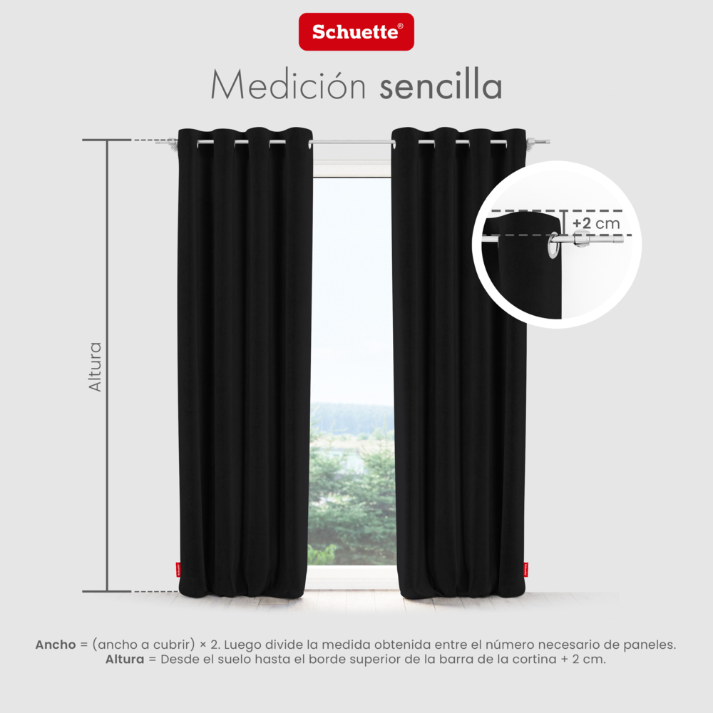 Schuette® Verdunkelungs-Vorhang Gardine mit Ösen nach Maß ● Millenium Velvet Kollektion: Black Swan (Schwarz) ● 1 Stück ● Knitterfrei Pflegeleicht Thermo Blickdicht & stark Abdunkelnd