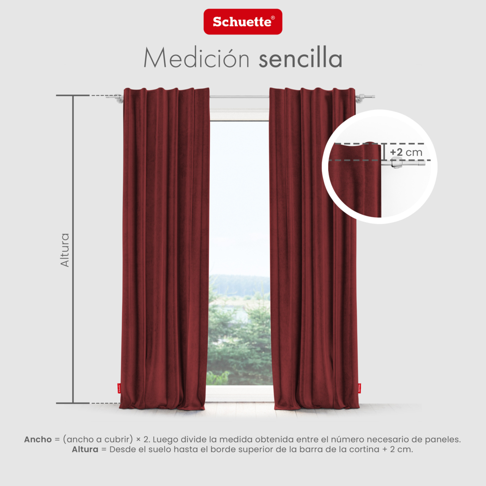 Schuette® Verdunkelungs-Vorhang Gardine mit Tunnelband nach Maß ● Millenium Velvet Kollektion: Carmine (Rot) ● 1 Stück ● Knitterfrei Pflegeleicht Thermo Blickdicht & stark Abdunkelnd