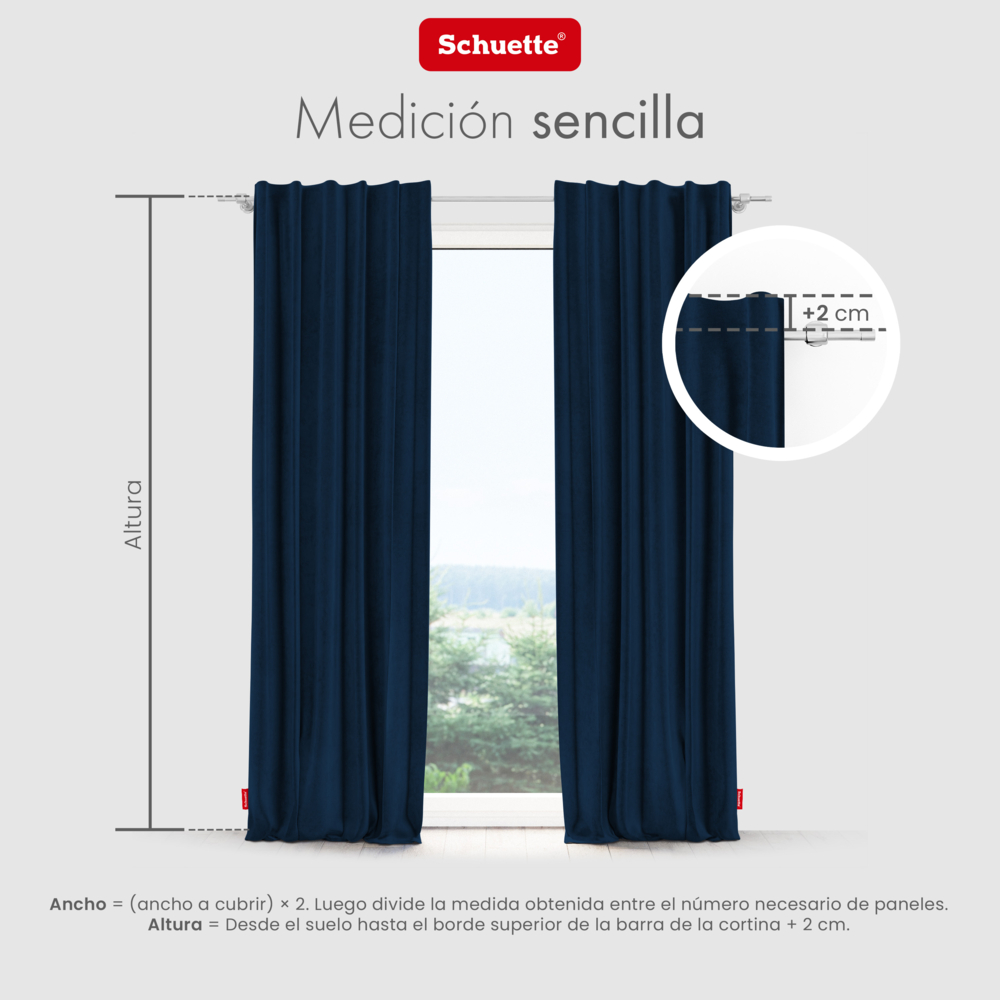 Schuette® Verdunkelungs-Vorhang Gardine mit Tunnelband nach Maß ● Millenium Velvet Kollektion: Royal Blue (Blau) ● 1 Stück ● Knitterfrei Pflegeleicht Thermo Blickdicht & stark Abdunkelnd