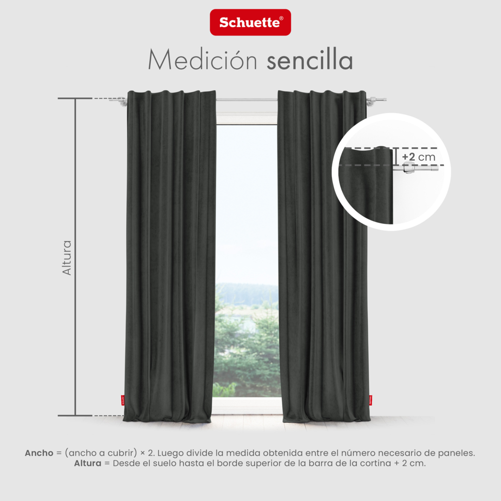 Schuette® Verdunkelungs-Vorhang Gardine mit Tunnelband nach Maß ● Millenium Velvet Kollektion: Dark Shadow (Grau) ● 1 Stück ● Knitterfrei Pflegeleicht Thermo Blickdicht & stark Abdunkelnd