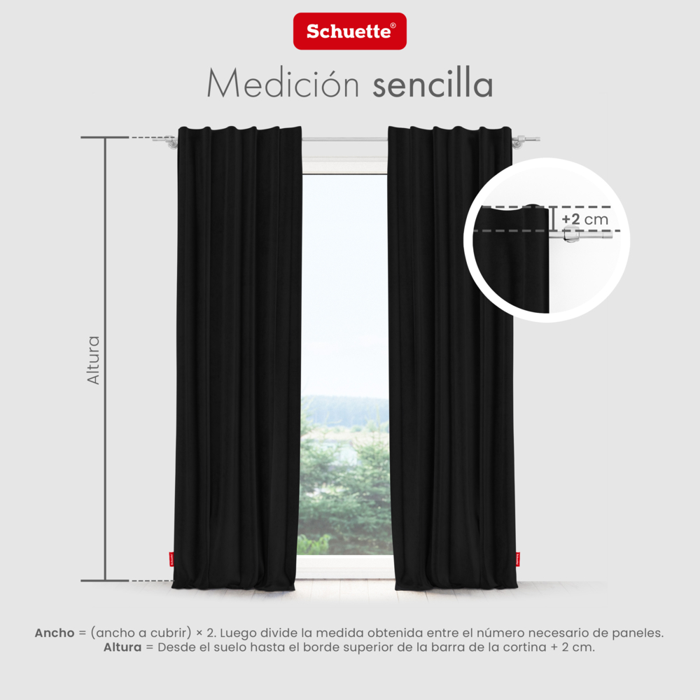 Schuette® Verdunkelungs-Vorhang Gardine mit Tunnelband nach Maß ● Millenium Velvet Kollektion: Black Swan (Schwarz) ● 1 Stück ● Knitterfrei Pflegeleicht Thermo Blickdicht & stark Abdunkelnd