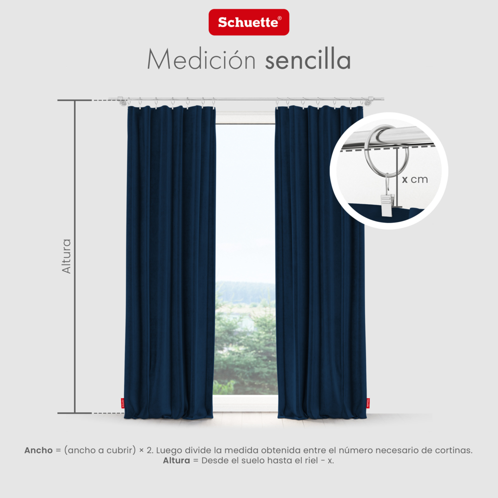 Schuette® Verdunkelungs-Vorhang Gardine mit Tunnelband nach Maß ● Millenium Velvet Kollektion: Royal Blue (Blau) ● 1 Stück ● Knitterfrei Pflegeleicht Thermo Blickdicht & stark Abdunkelnd