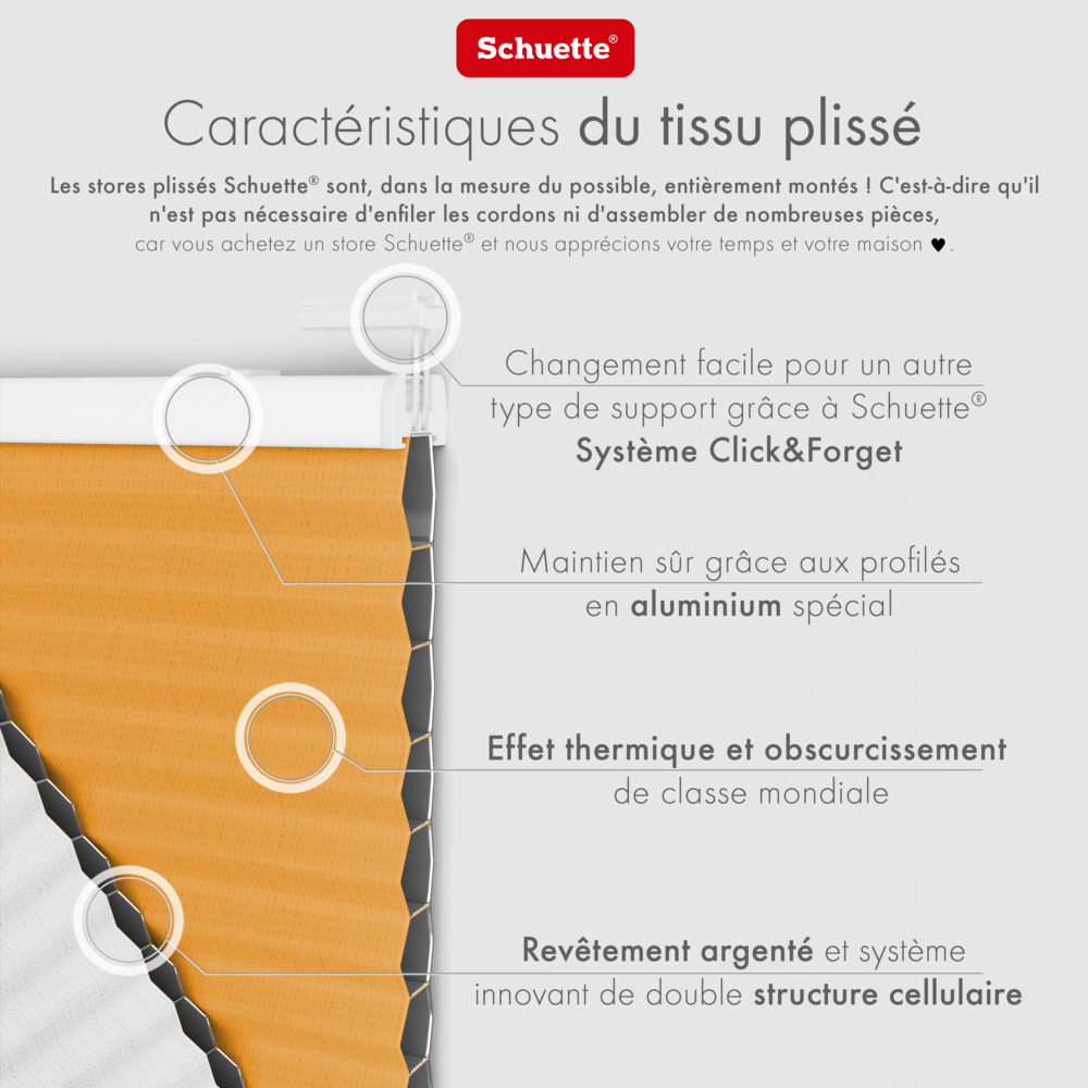 Schuette® Dachfenster Wabenplissee nach Maß • Honey Kollektion: Citrus Glow (Orange) • Profilfarbe: Weiß