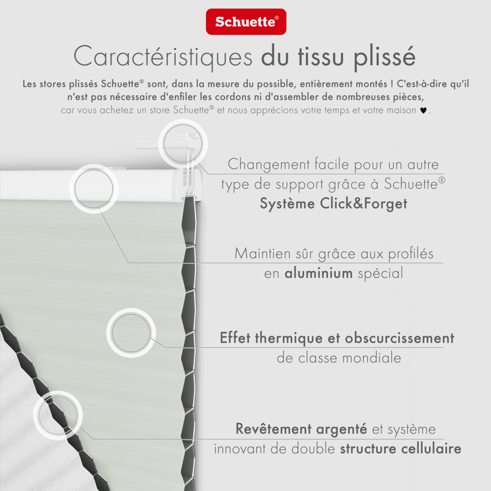 Schuette® Wabenplissee ohne Bohren nach Maß • Klebehalter & Schraubhalter 2in1 Set "Letsbond" Transparent • Honey Kollektion: Tinkerbell Twinkle (Pastellgrün) • Profilfarbe: Silber