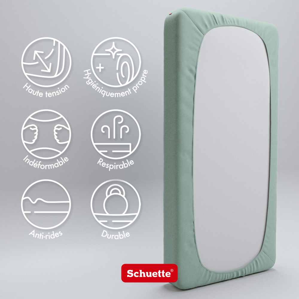 Caractéristiques du drap-housse : infroissable, respirant et hygiénique