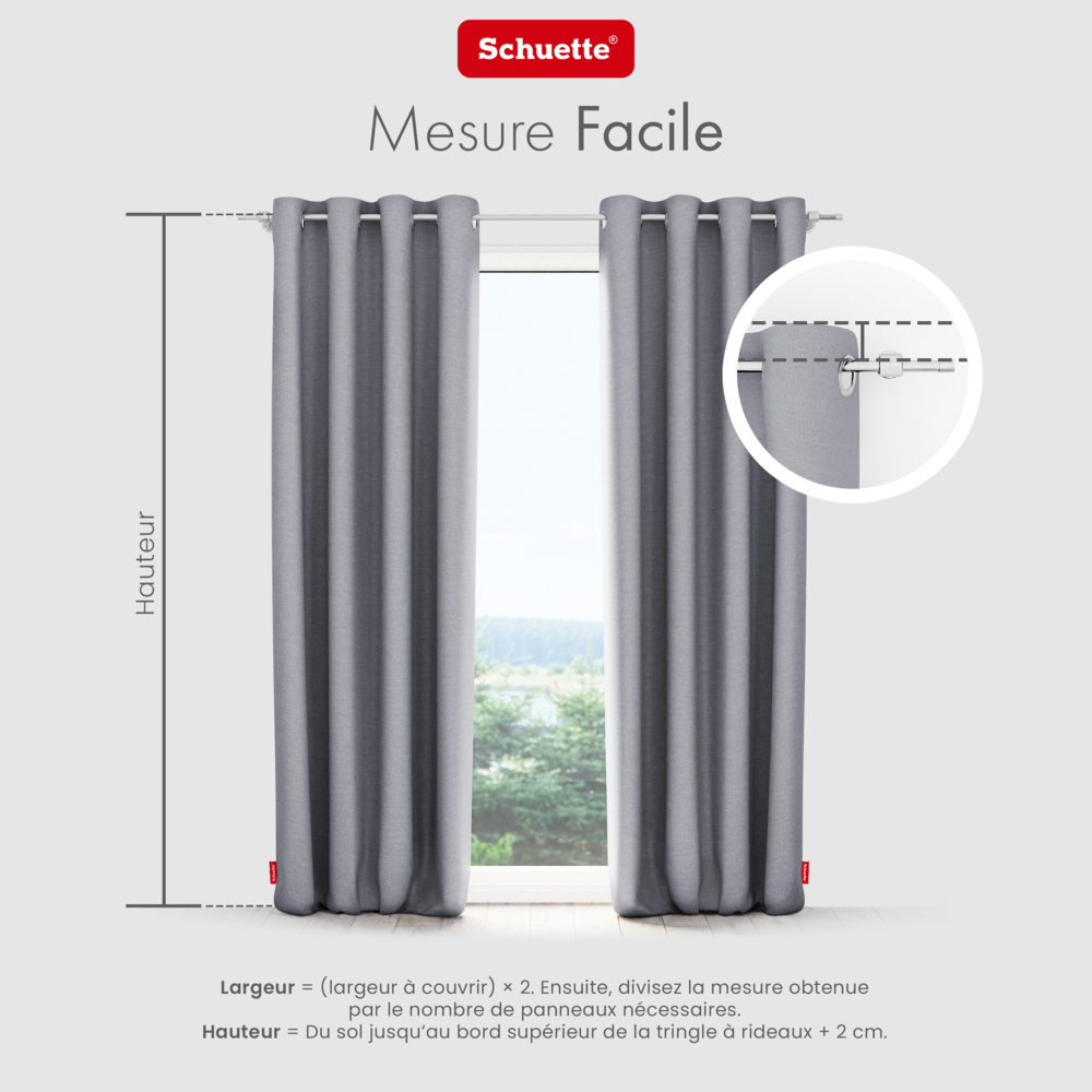 Schuette® Verdunkelungs-Vorhang Gardine mit Ösen nach Maß ● Century Black Kollektion: Fine Platinium (Silber) ● 1 Stück ● Knitterfrei Pflegeleicht Thermo Blickdicht & stark Abdunkelnd