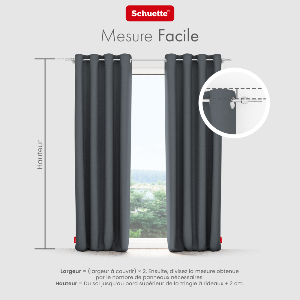 Schuette® Verdunkelungs-Vorhang Gardine mit Ösen nach Maß ● Century Black Kollektion: Shadow Touch (Grau) ● 1 Stück ● Knitterfrei Pflegeleicht Thermo Blickdicht & stark Abdunkelnd