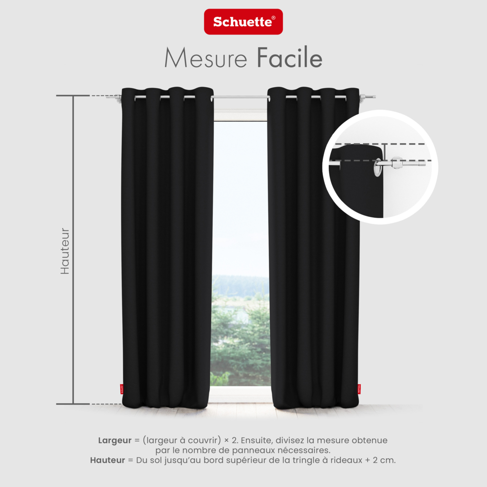 Schuette® Verdunkelungs-Vorhang Gardine mit Ösen nach Maß ● Century Black Kollektion: Raven Feather (Schwarz) ● 1 Stück ● Knitterfrei Pflegeleicht Thermo Blickdicht & stark Abdunkelnd