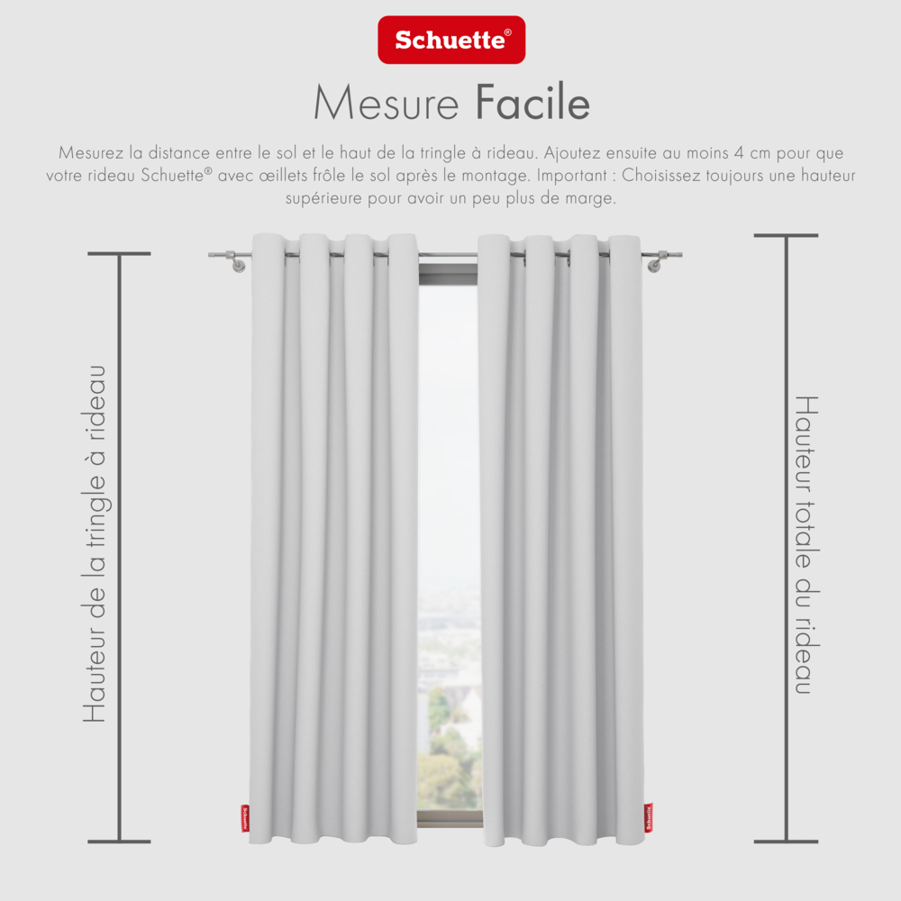 Schuette® Verdunkelungs-Vorhang Gardine mit Tunnelband nach Maß ● Century Black Kollektion: Misty White (Weiß-Grau) ● 1 Stück ● Knitterfrei Pflegeleicht Thermo Blickdicht & stark Abdunkelnd