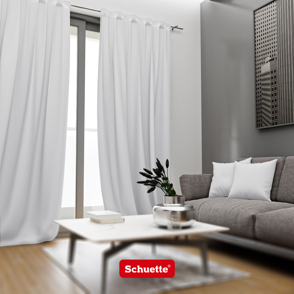 Schuette® Verdunkelungs-Vorhang Gardine mit Tunnelband nach Maß ● Century Black Kollektion: Misty White (Weiß-Grau) ● 1 Stück ● Knitterfrei Pflegeleicht Thermo Blickdicht & stark Abdunkelnd