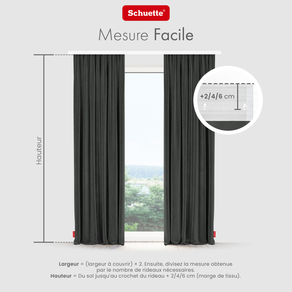 Schuette® Verdunkelungs-Vorhang Gardine mit Tunnelband nach Maß ● Millenium Velvet Kollektion: Dark Shadow (Grau) ● 1 Stück ● Knitterfrei Pflegeleicht Thermo Blickdicht & stark Abdunkelnd