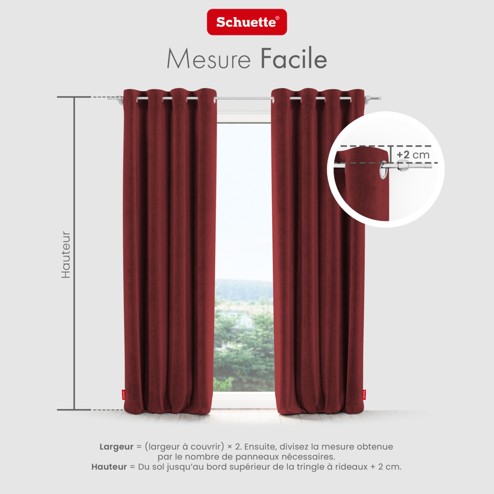 Schuette® Verdunkelungs-Vorhang Gardine mit Ösen nach Maß ● Millenium Velvet Kollektion: Carmine (Rot) ● 1 Stück ● Knitterfrei Pflegeleicht Thermo Blickdicht & stark Abdunkelnd